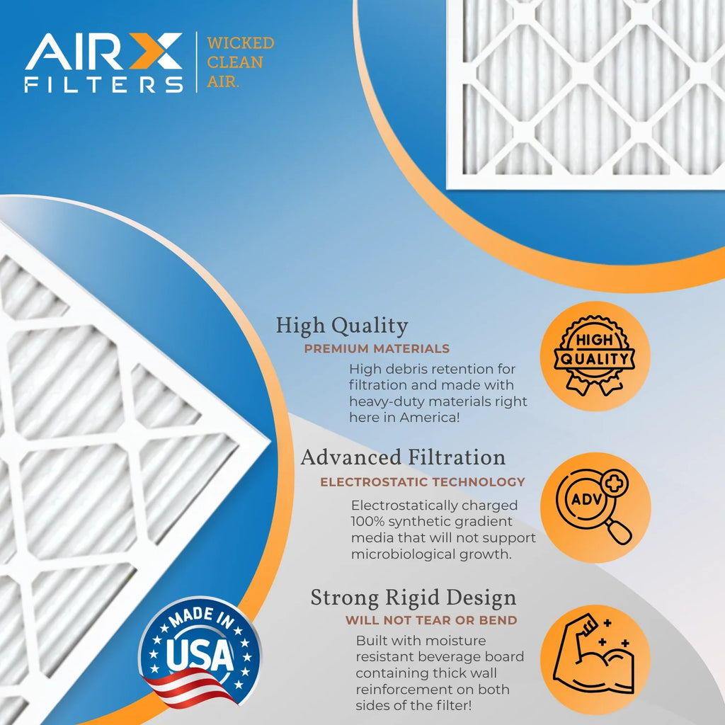 USA Made Filter Pack HVAC Filter Comparable Furnace WICKED Premium Conditioner 14x25x1 & 14x25x1 MPR 1000, 1200 AIR. MERV MPR FPR CLEAN FILTERS Electrostatic by oxygen to 6 AIRX 7 11 Filters oxygen Pleated