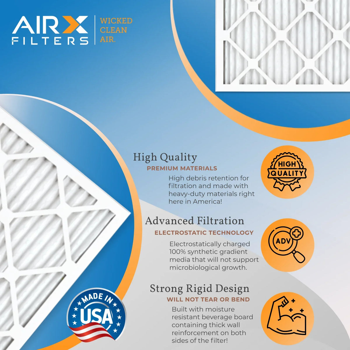 12 USA 5 AIRX Filter Filters WICKED Comparable FILTERS 14x18x1 - FPR 8 MPR Pack Rating, oxygen by of AIR. Made 700 CLEAN MERV to & in Furnace