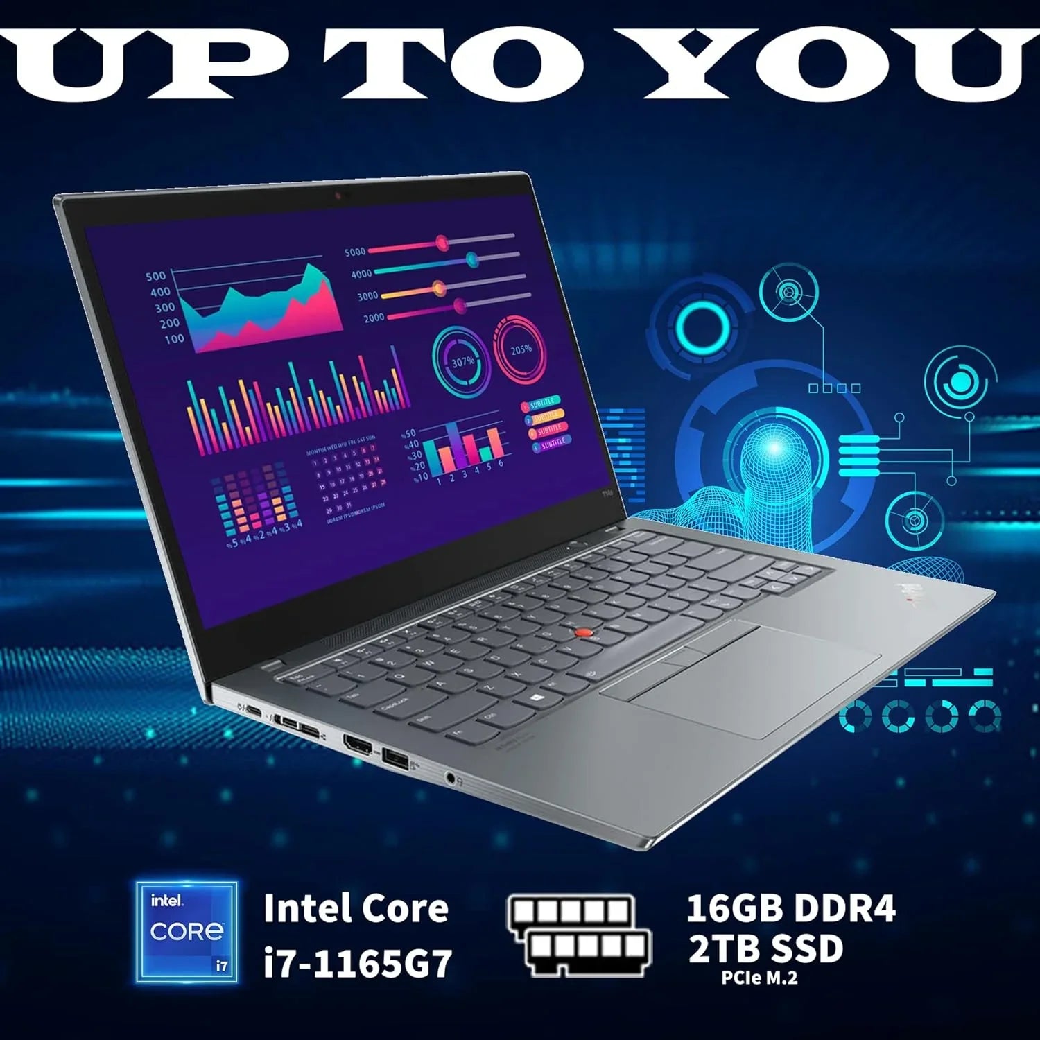 FHD T14s 16GB 14" WiFi Gen Laptop, 6, 10 Card SSD, i7-1165G7, RAM, Backlit with Hotface 32GB HDMI, Gray, USB Storm 11th Win PCIe Gen 2 Pro, Intel ThinkPad Keyboard, 2TB Lenovo Touchscreen