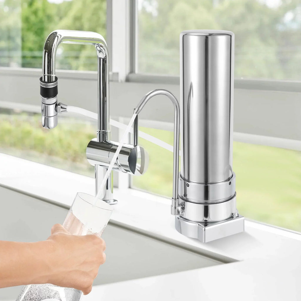 Tap System Drinking Filter Filtration Countertop Silver Water Stainless Filter Sink