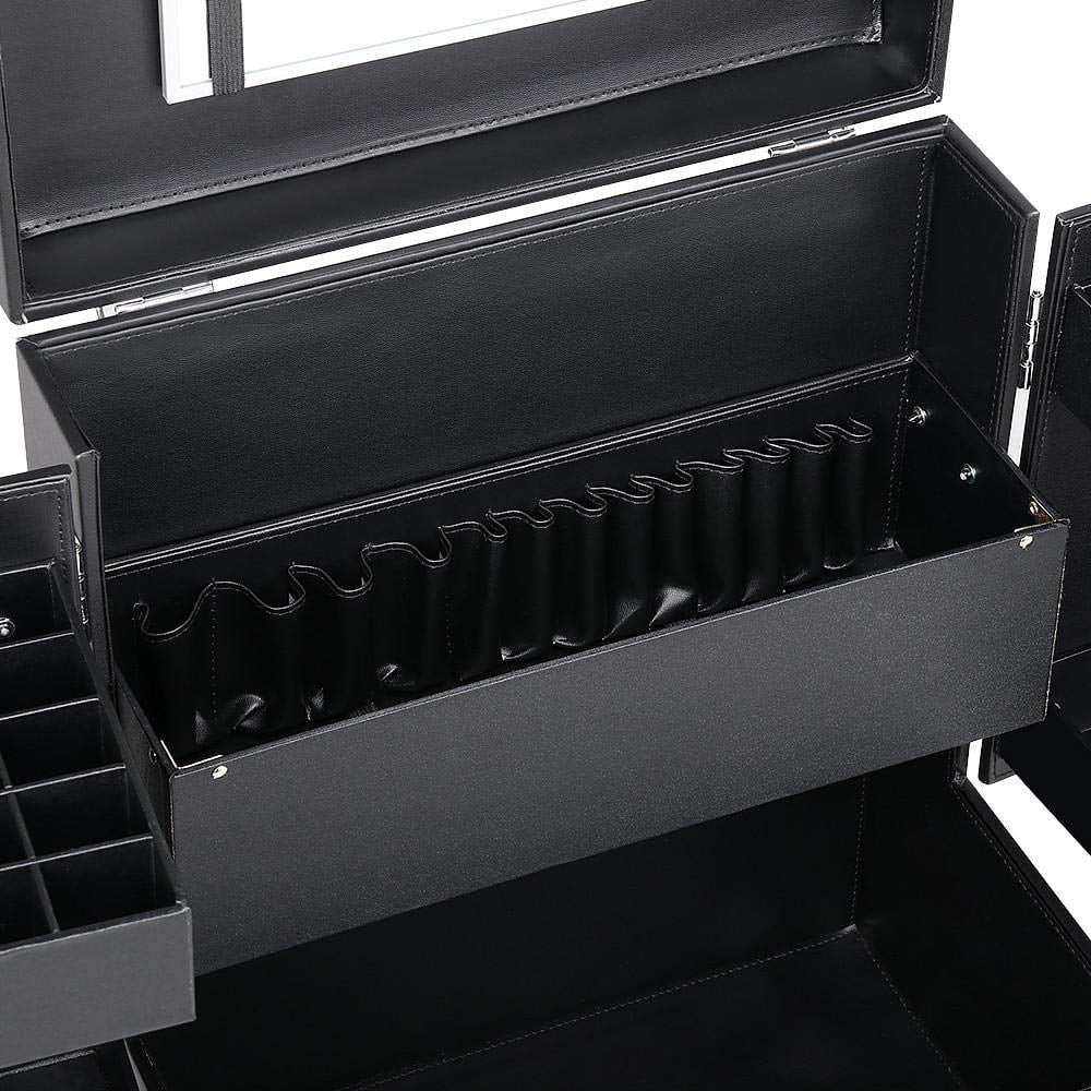 Rod Cosmetic Handle, Makeup Removable 4 Trolley Case Black Wheels, Rolling Train with Luggage Travel Case, Pull Spinner Mirror and