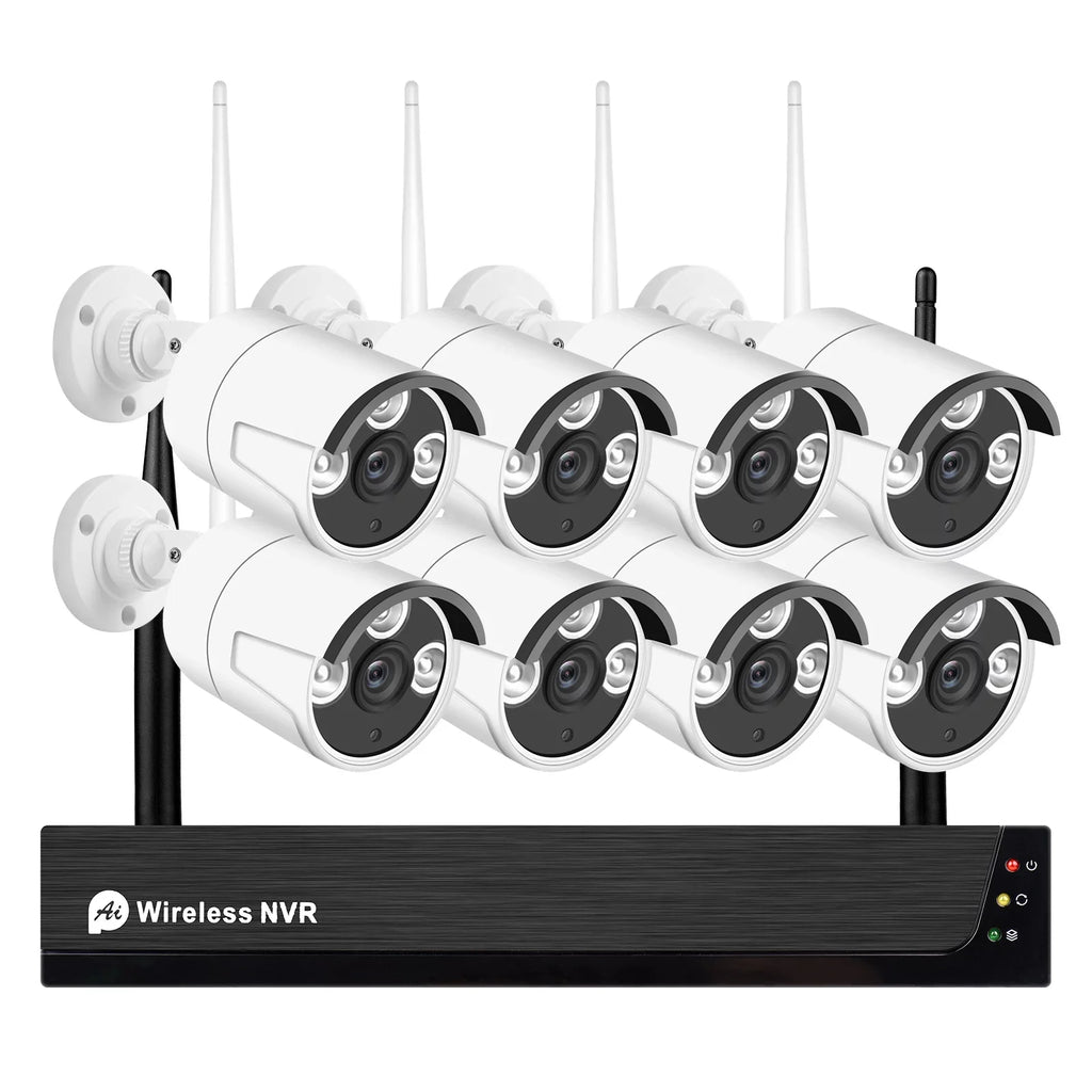 Hard No 8CH Motion NVR CCTV Wireless System, Night with Indoor Tuya 1080P MIXFEER Vision, + Camera Access, Smart Outdoor Cameras 2.0MP 8PCS IP Alert, App Drive 1080P 1080P Remote 8Channel
