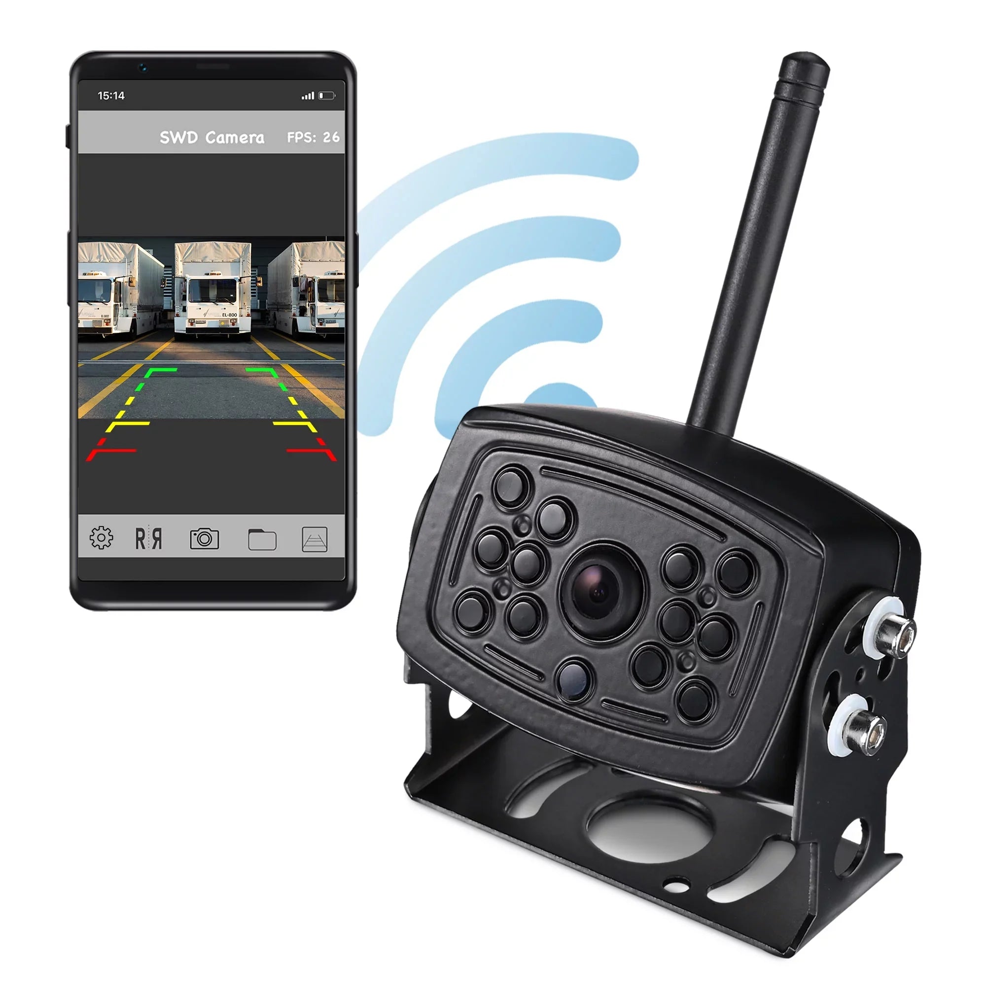 Angle Signal Trailer Truck with Digital View WiFi Yescom Backup Camera Wide Compatible Wireless RV Rear Android for Camper iPhone Waterproof