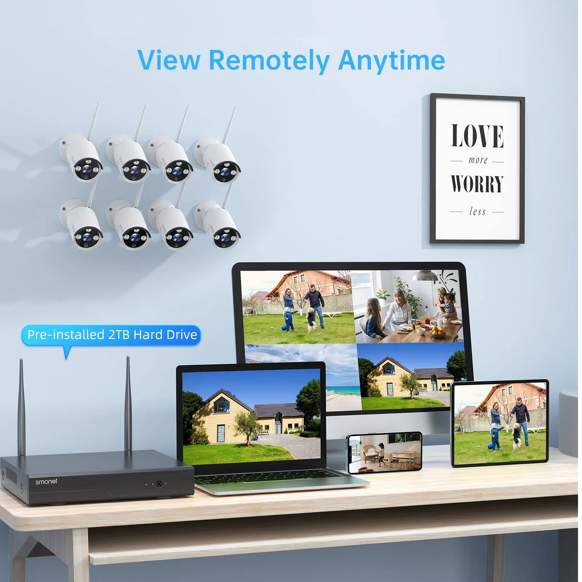 Cameras,P2P,Night Kits, with System 3MP Hard SMONET Indoor Outdoor Camera Wireless Detection 3TB Drive,8CH Audio, Vision,AI NVR Security CCTV Human 8Pcs 3MP 3MP Surveillance