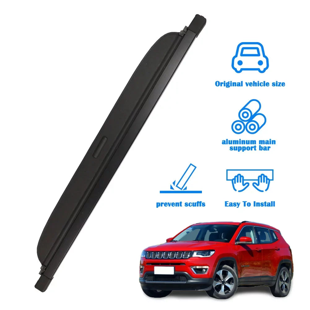 Jeep for Patriot 2016 2009 Accessory Trunk Rear Fit Compass Retractable 2013 Cargo 2014 SUV Cover Black 2015 2012 2011 Cover Jeep 2007-2016 Security 2008 2010 Compass Patriot 2007 Shade