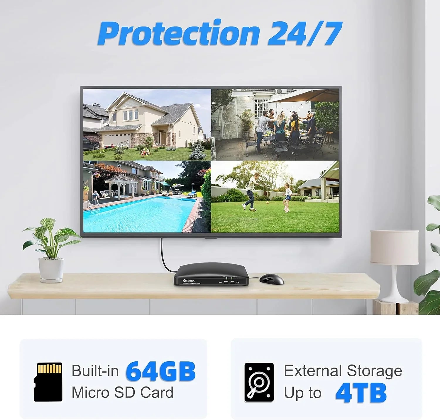 and Indoor Hardwired System Smart-Enabled Swann Camera DVR Outdoor Security
