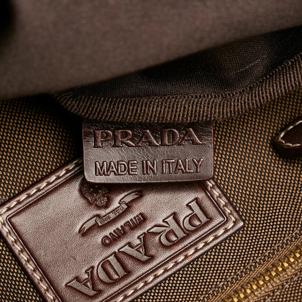 Fabric Crossbody Logo (Good) Unisex Brown Prada Crossbody Bag Authenticated Canapa Canvas Pre-Owned