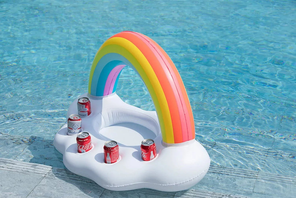 Toy Accessori Holder Party Float Pool Rainbow self-inflating Water Drink Floats Creative Pool Cloud