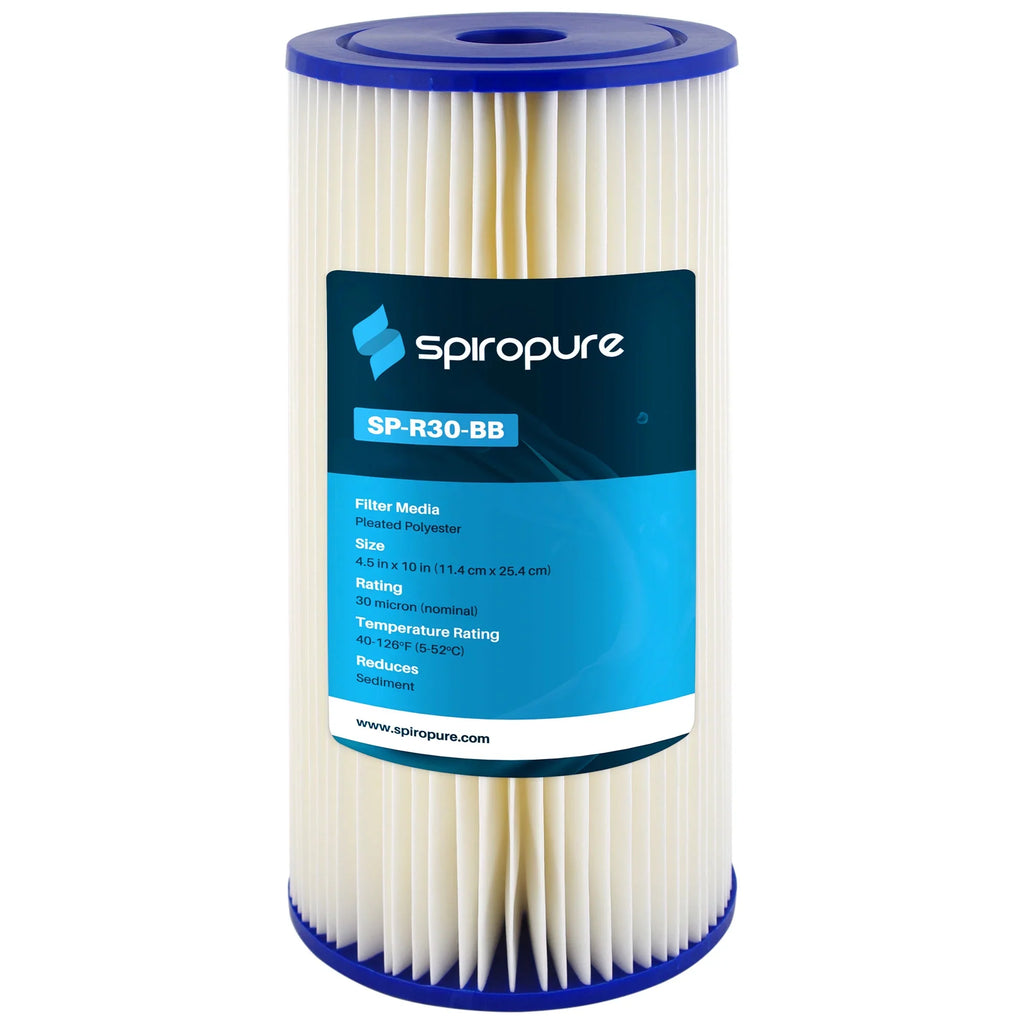 x Pack) 4.5" Filter Micron 10 Pleated 30 Polyester SpiroPure (8 Cartridge,