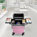 Storage Organizer (Pink) Cosmetic Case Box Trolley Makeup Professional Train ZhdnBhnos Extendable Rolling