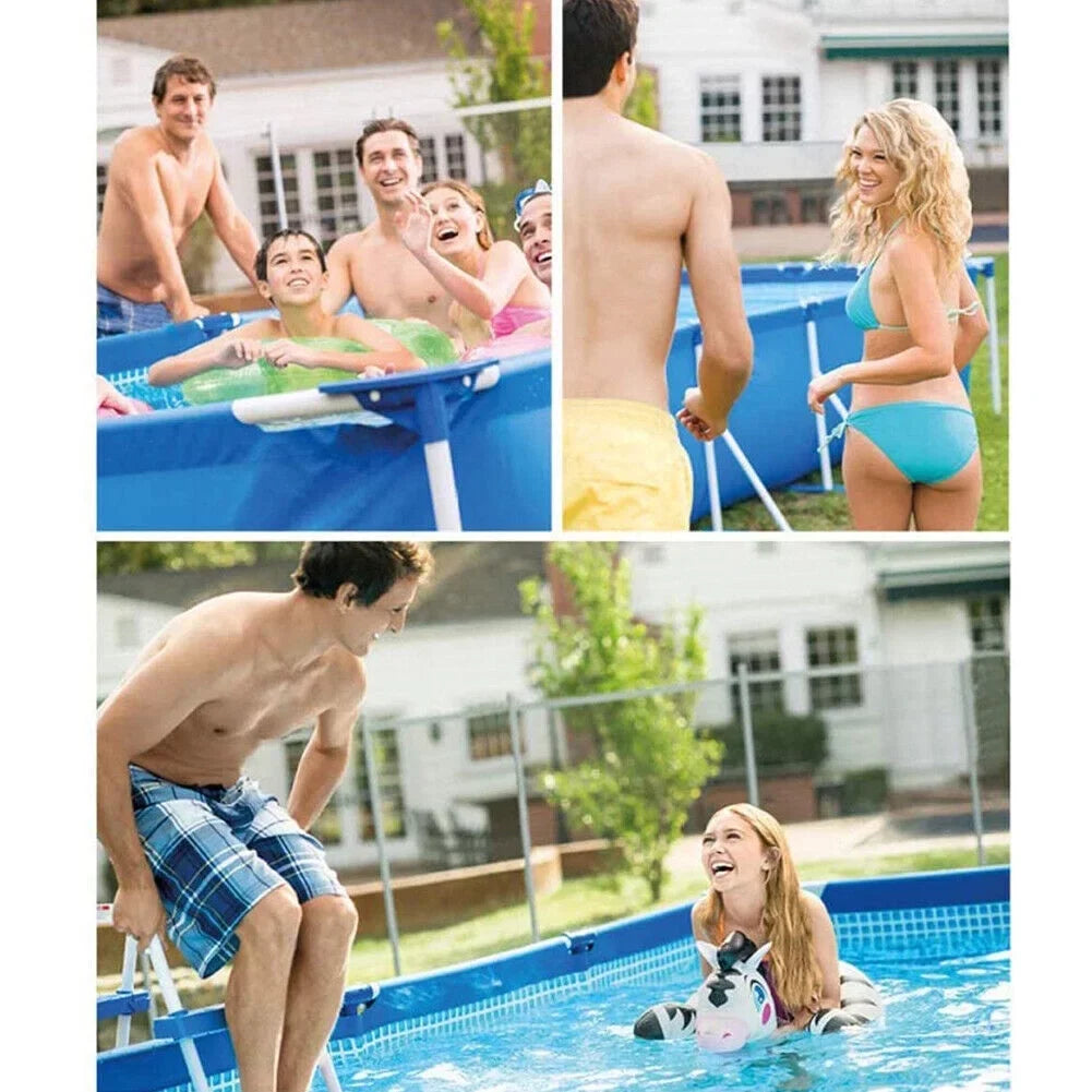 Kids Above Adults Ground Frame Family for Pool, Rectangular Swimming Pool Outdoor Pool, Large Metal