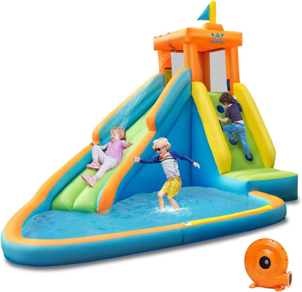 w/Long up Hippo Park for Indoor 740w Outdoor Water Big Blower, Pool, Water Water Blow Slide, and Themed Giant Cannon, Kids Splashing Backyard for Kids Water Adults Slides Slide, self-inflating