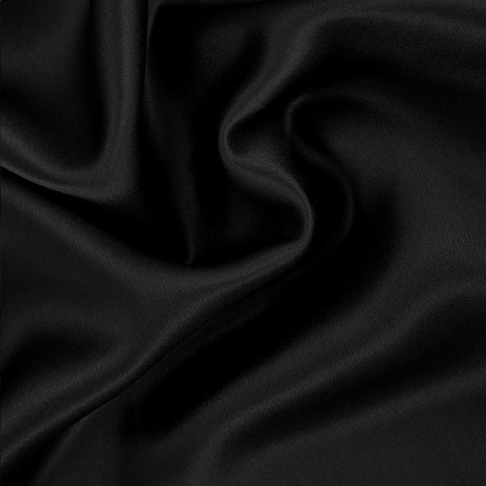 Fitted Sheet Mulberry Black 19 Momme HAOFEI Silk Queen, Luxury Seamless,