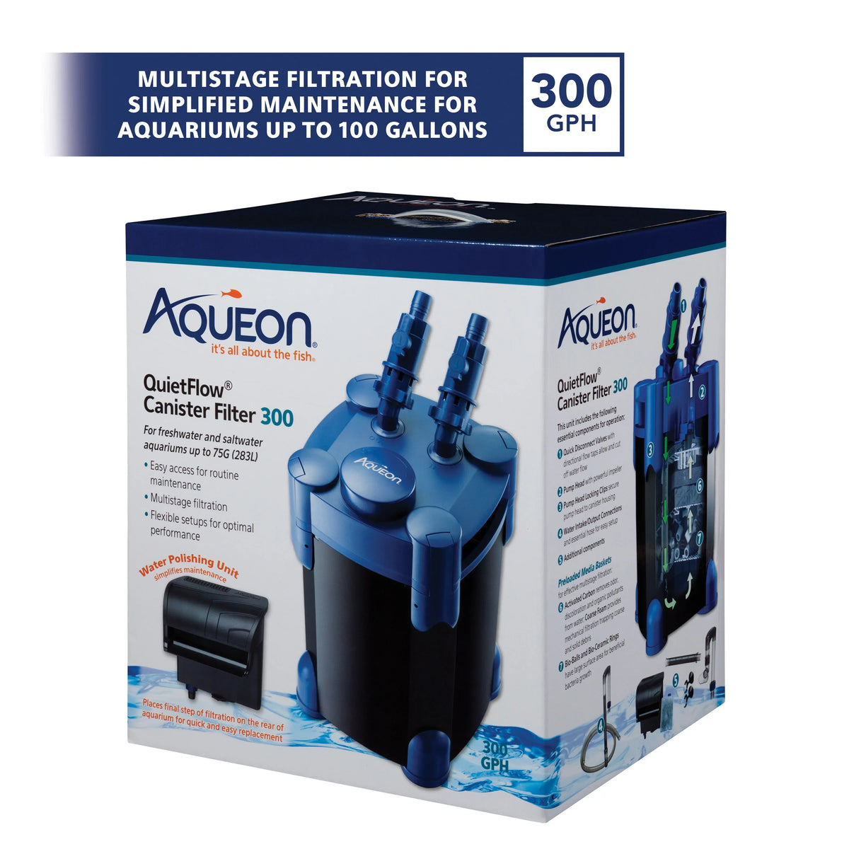 Gallons Aquarium Filter Aqueon Canister Up QuietFlow 75 to
