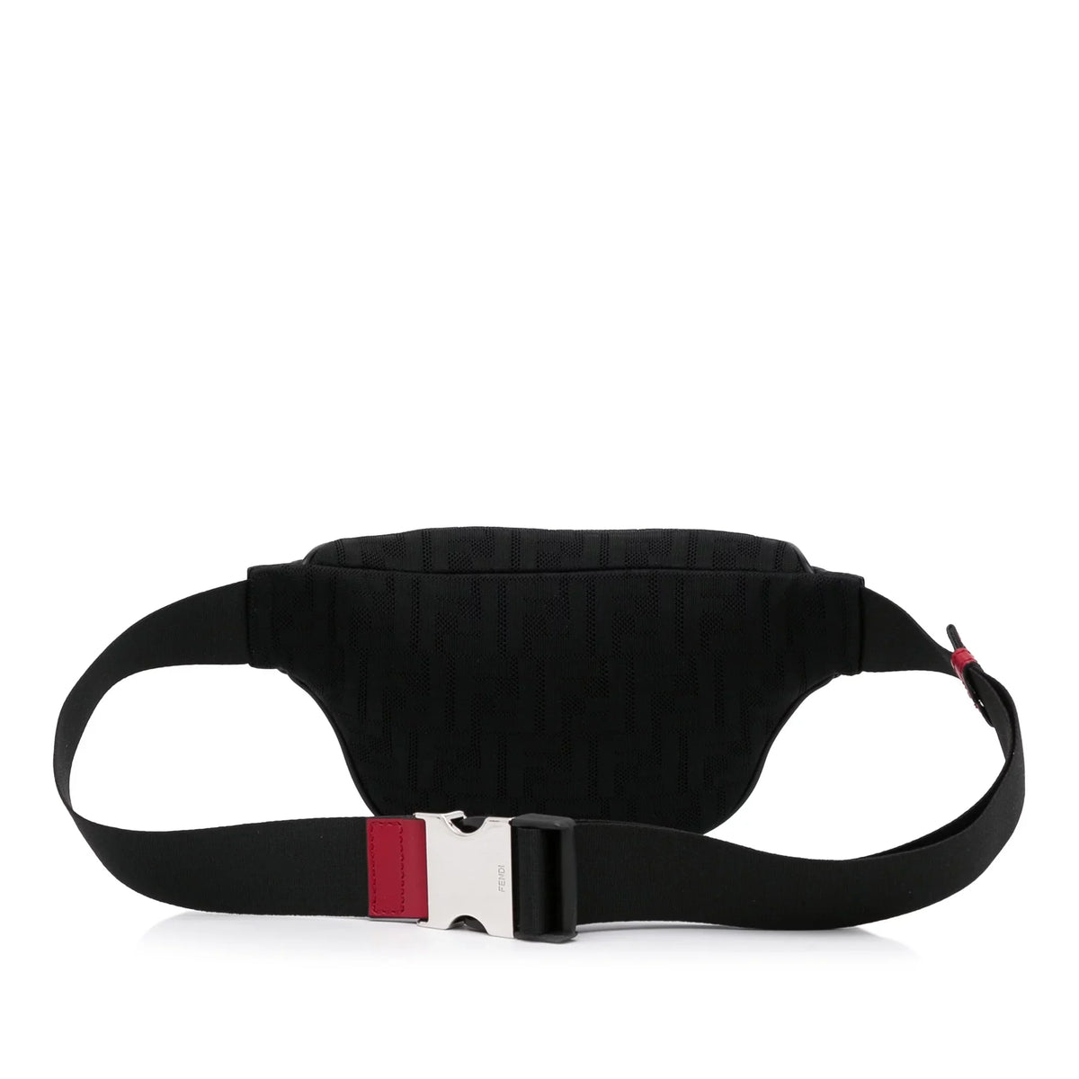 Knit Neoprene Bag Belt Pocket Perforated Grace Black Unisex Fendi Pre-Owned (Good) Vitello Authenticated Fabric FF