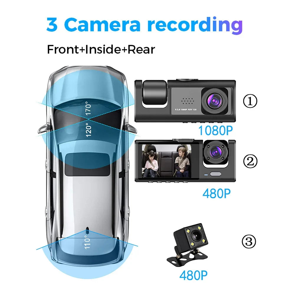 Loop Driving Lock One-Key Recorder Recording Inside Dashcam Night-Vision Camera Support Camera Dash DVR WiFi Front Screen 1080P & Inch & Rear version 2