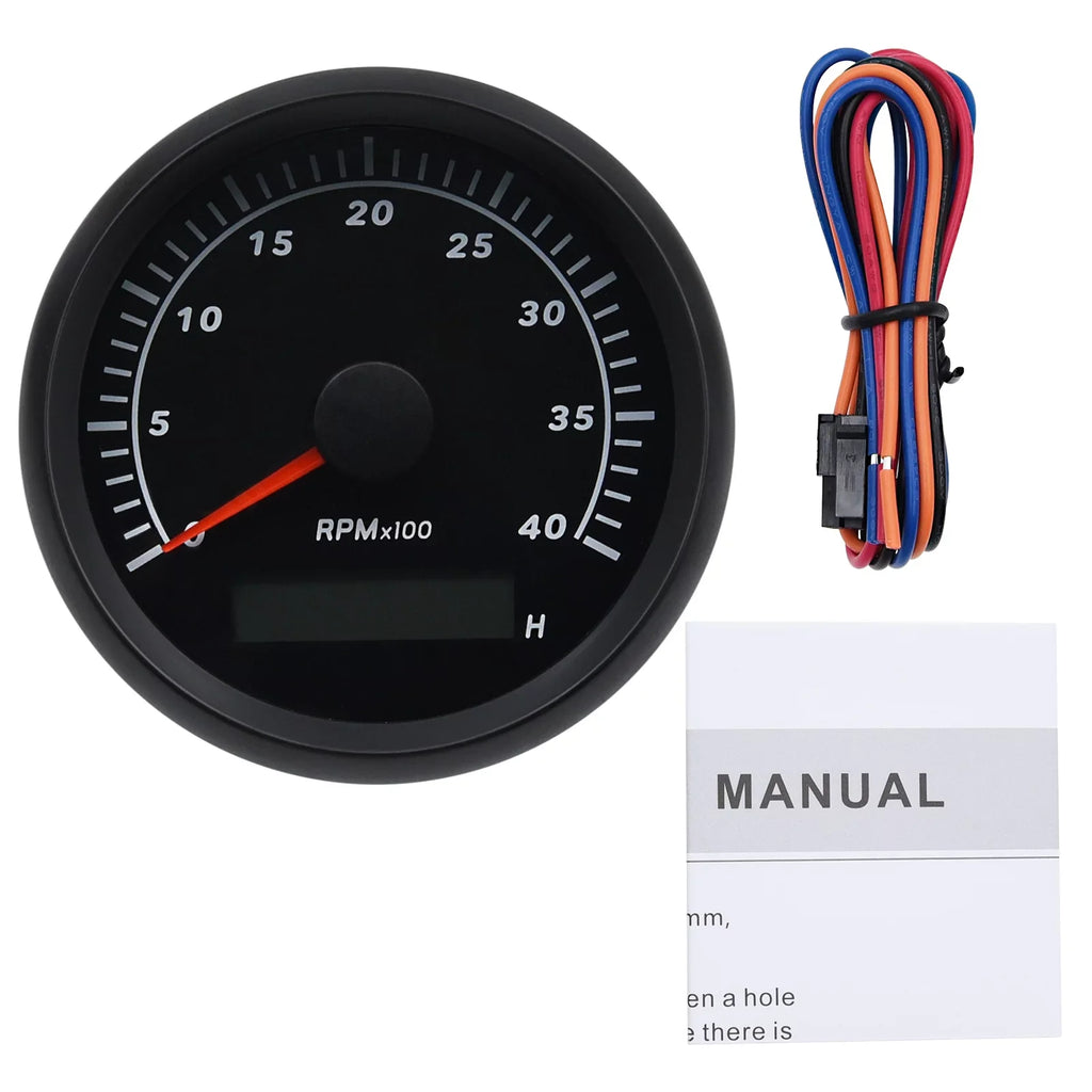 Truck 85mm Tachometer 0-4000RPM Meter Geloo for Gauge Waterproof Boat RV Car Marine Hour Tachometer