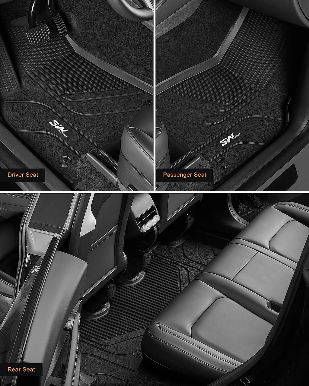 TPE Tesla and for 1st&2nd Trunk Row for Black Weather Tesla Liner & Cargo Y Floor 3W 2020-2023 Liner Fit Y Floor Mats Car Mats All Custom Model