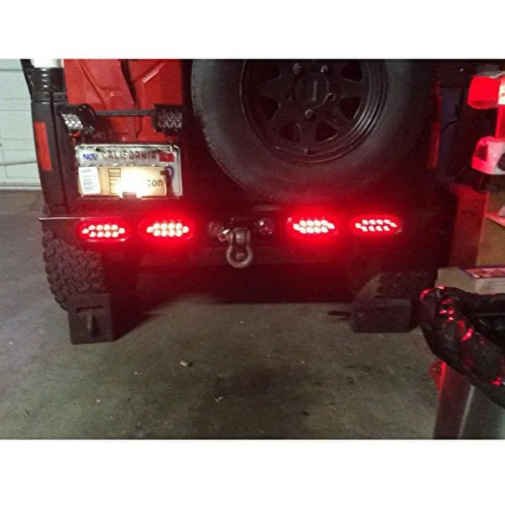 Solid Signal Pigtail Pieces Tail ( Light ) Stop Oval Marker Truck 6" 2 SAE Tractor Turn Brake Grommet for Approved Trailer w Pair Jeep LED DOT Red Kit