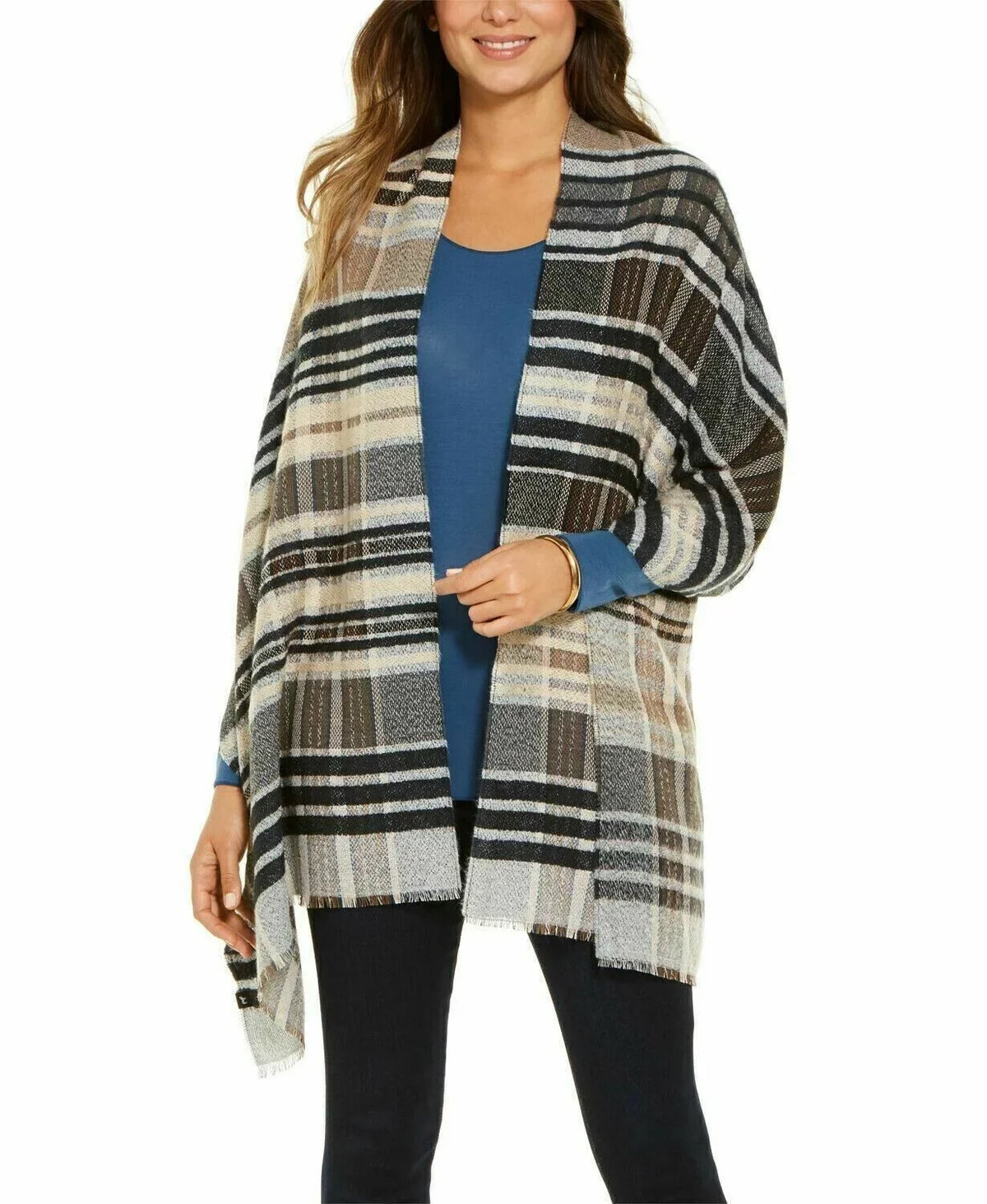 Plaid Echo Textured Scarf Oblong