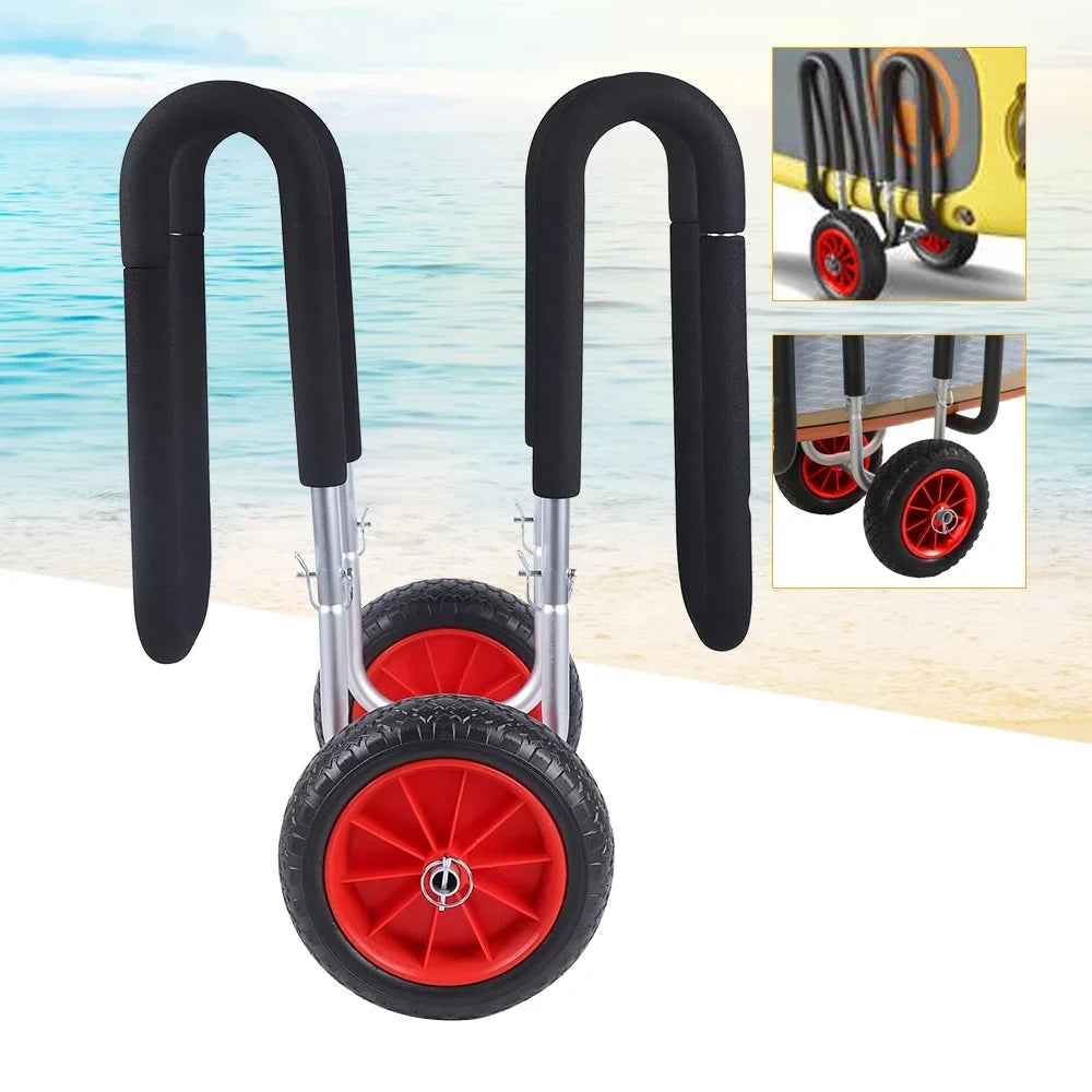 Cart Beach Double Stand-Up Carrier SUP Beach Solid Aviation Board Aluminum Trailer, Surfboard Veneer Wheel Cart, Paddle transportable Cart Airless PU