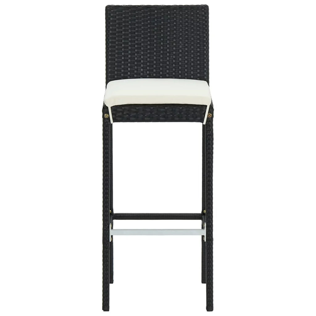 Anself Bar Bar Piece Patio Outdoor Chair Poly Table Backrest Balcony, Garden, for Rattan with Black Stool Backyard, Furniture and 2 Bar Patio, and Cushioned Footrest Set 3
