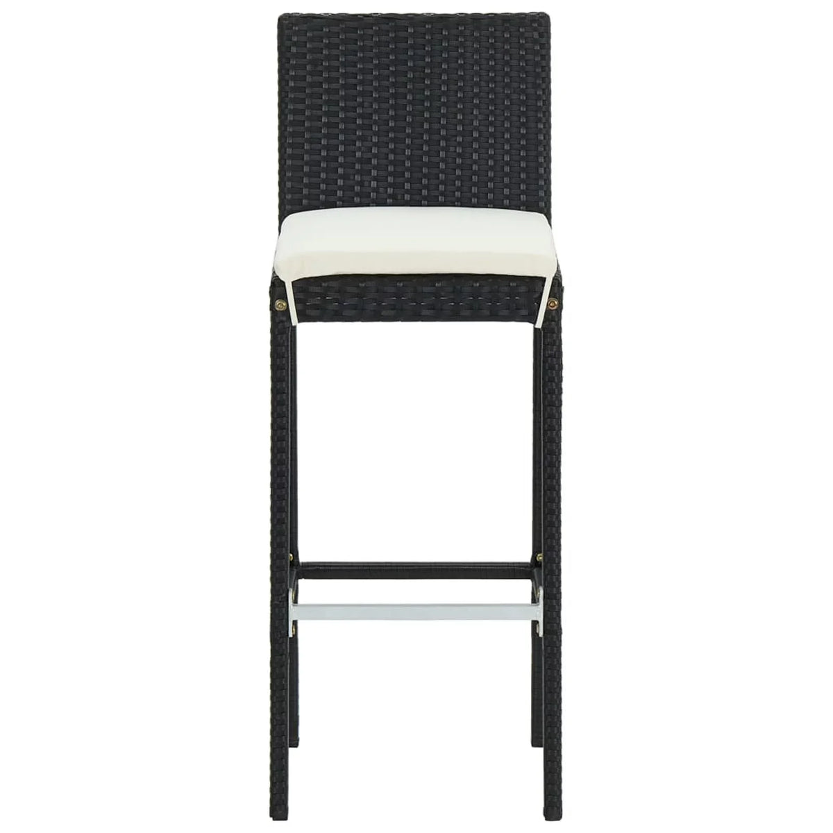 Anself Bar Bar Piece Patio Outdoor Chair Poly Table Backrest Balcony, Garden, for Rattan with Black Stool Backyard, Furniture and 2 Bar Patio, and Cushioned Footrest Set 3
