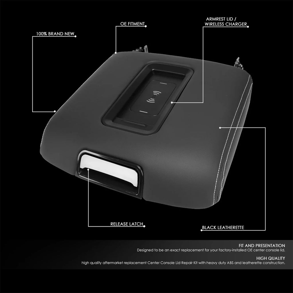 Latch DNA Charger 2015-2020 Yukon GMC Armrest With Lid Suburban Center XL Wireless Motoring Console For GECS-011-BK Chevy
