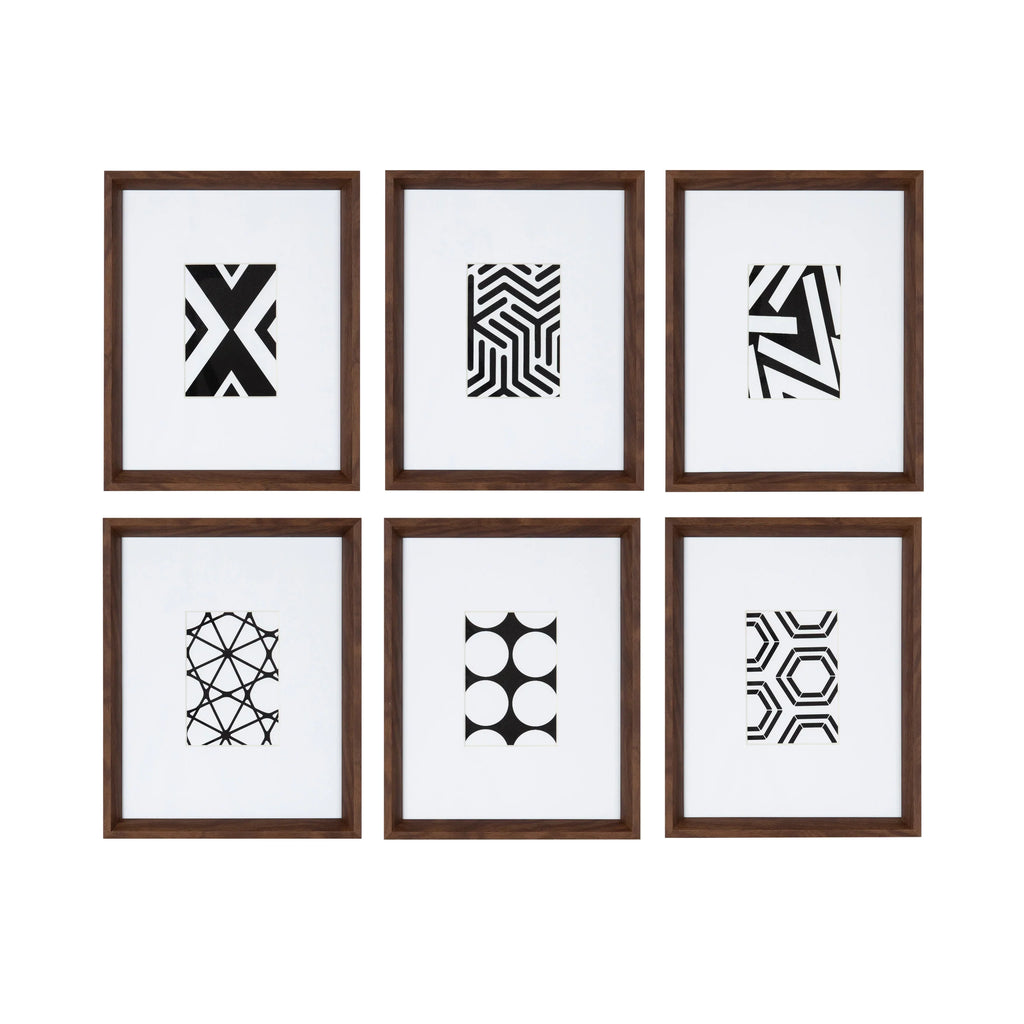 Kate Display Walnut Calder Laurel Framed Abstract Mid-Century of Decor for 6, Wall Art Prints, Modern and Set Brown,