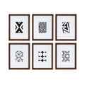 Kate Display Walnut Calder Laurel Framed Abstract Mid-Century of Decor for 6, Wall Art Prints, Modern and Set Brown,