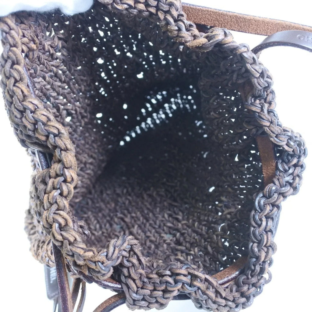 Bag Leather Women's (Good) Brown Chanel Shoulder Mesh Braided Pre-Owned