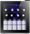 Antarctic Star 1.6Cu.Ft Wine Cooler/Cabinet Beverage Refrigerator Small Mini Red White Wine Cellar Beer Soda Clear Front Glass Door Counter Top Bar Fr