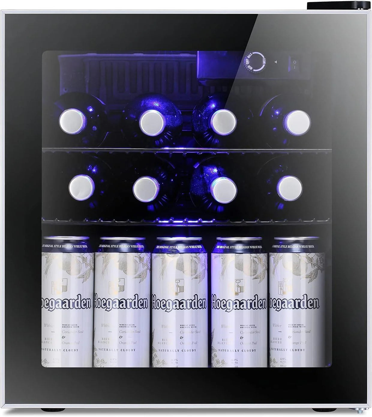 Antarctic Star 1.6Cu.Ft Wine Cooler/Cabinet Beverage Refrigerator Small Mini Red White Wine Cellar Beer Soda Clear Front Glass Door Counter Top Bar Fr