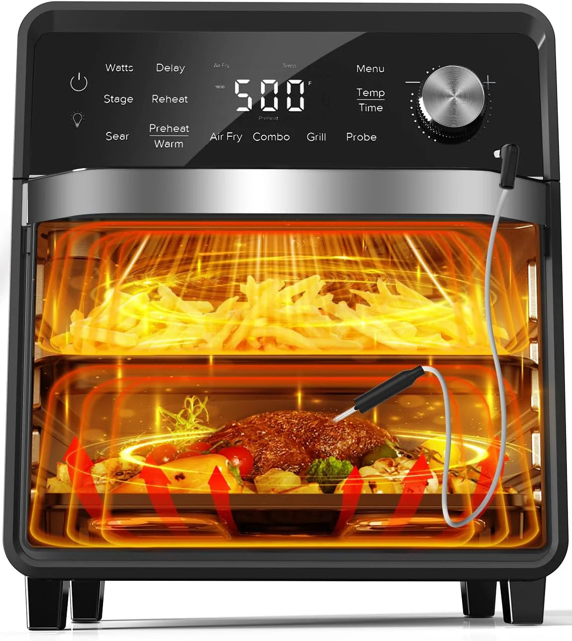 Nuwave X Chef Todd English Air Freyer Oven Combo, Grill Wtykowy Z Podgrzewaczami Do Podgrzewaczy, Prawdziwy Smak Węgla Drzewnego, Nowy System Konwekcj