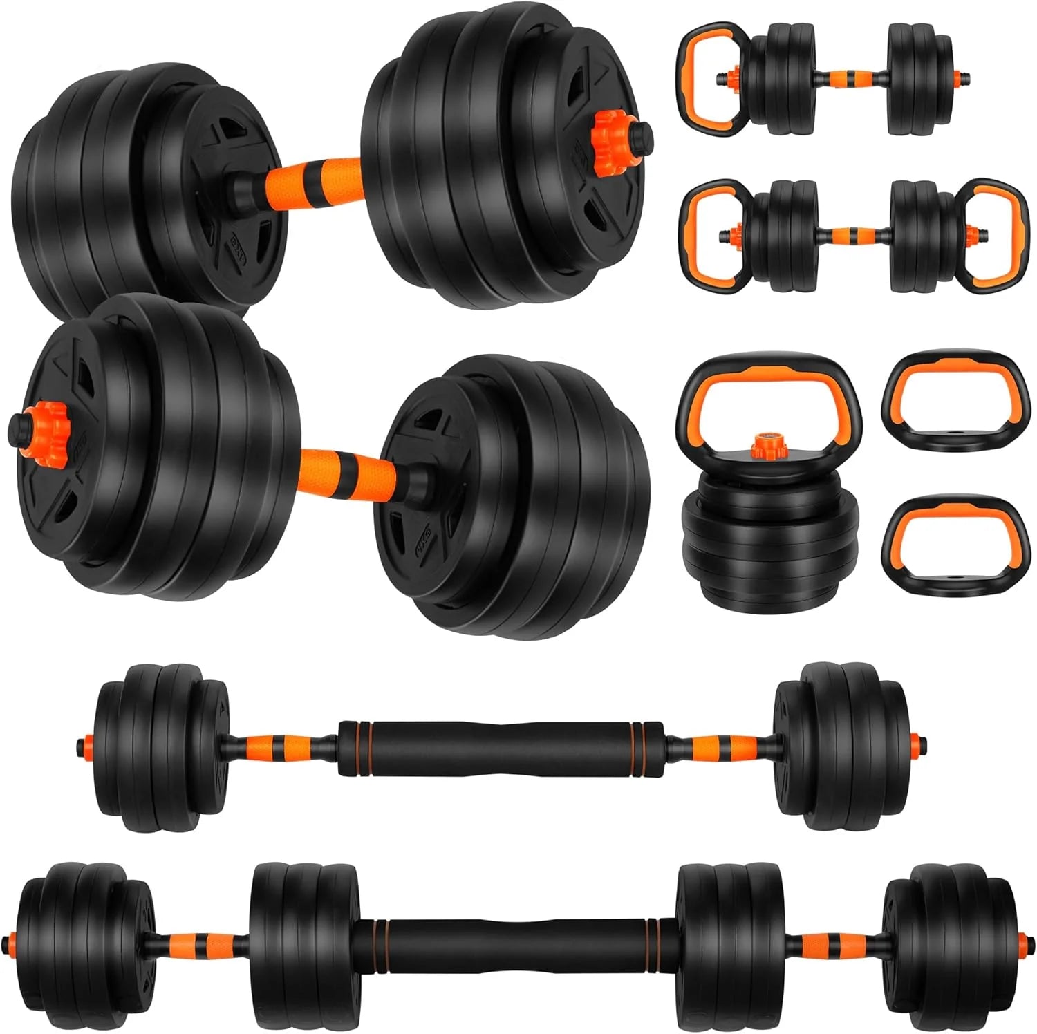 Regulowany Zestaw Hantli, Zestaw Hantli 20/30/50/31.8 Kg Ze Złączem, Zestaw Hantli 4 W 1, Używany Jako Sztanga, Kettlebell, Stojak Push-Up, Ćwiczenia