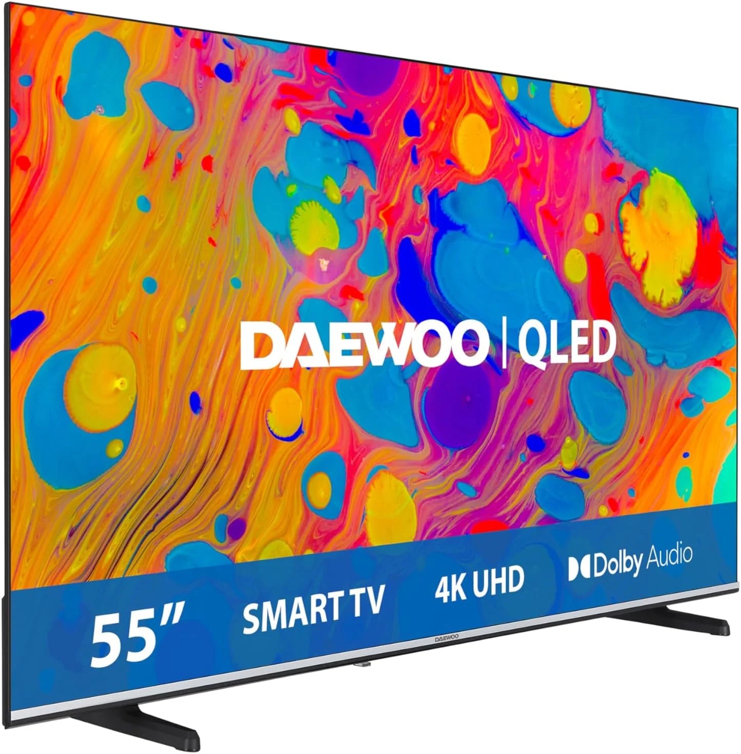 Daewoo 55Dm55Qv Qled Smart Tv 55 Cali 4K Ultra Hd Hdr, Telewizor Z Dolby Vision I Dolby Atmos, Kompatybilny Z Alexa, Bezramowa Konstrukcja, Podstawa B